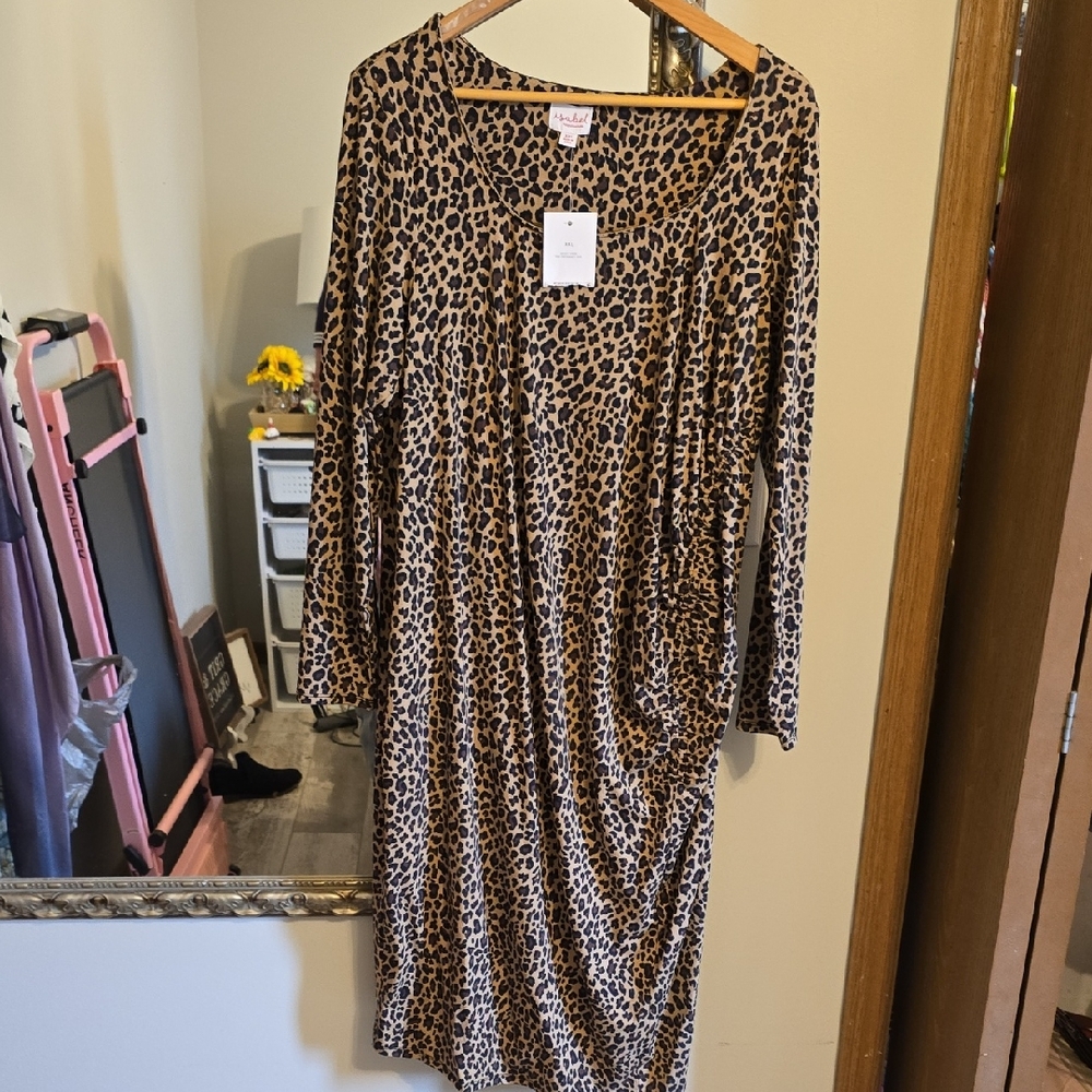 Leopard Print Long Sleeve Women’s MATERNITY Dress - Brown
